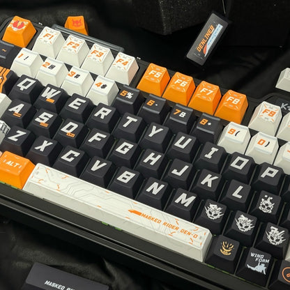 Kamen Rider themed keycaps， PBT material personalized keycap set, anime and games cultural creative decoration keycap set, compatible with 61/64/68/75/84/87/104 mechanical keyboard