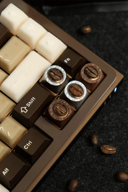 Resin coffee beans, coated with transparent resin coffee beans, creative and personalized keycaps, mechanical keyboard decorative art keycaps