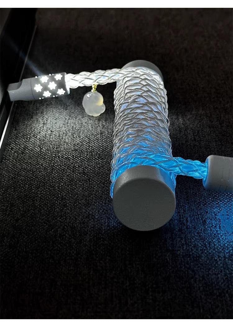 Single crystal copper aviation plug data cable, white blue gradient overall luminous 8k magnetic axis keyboard cable
