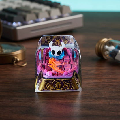Hollow Knight, Dark Gold Base Style coating and sealing design, Crystal Resin Personalized Keycaps, Anime Game Culture Creative Resin Keycaps, Mechanical Keyboard Art Decorative Keycaps
