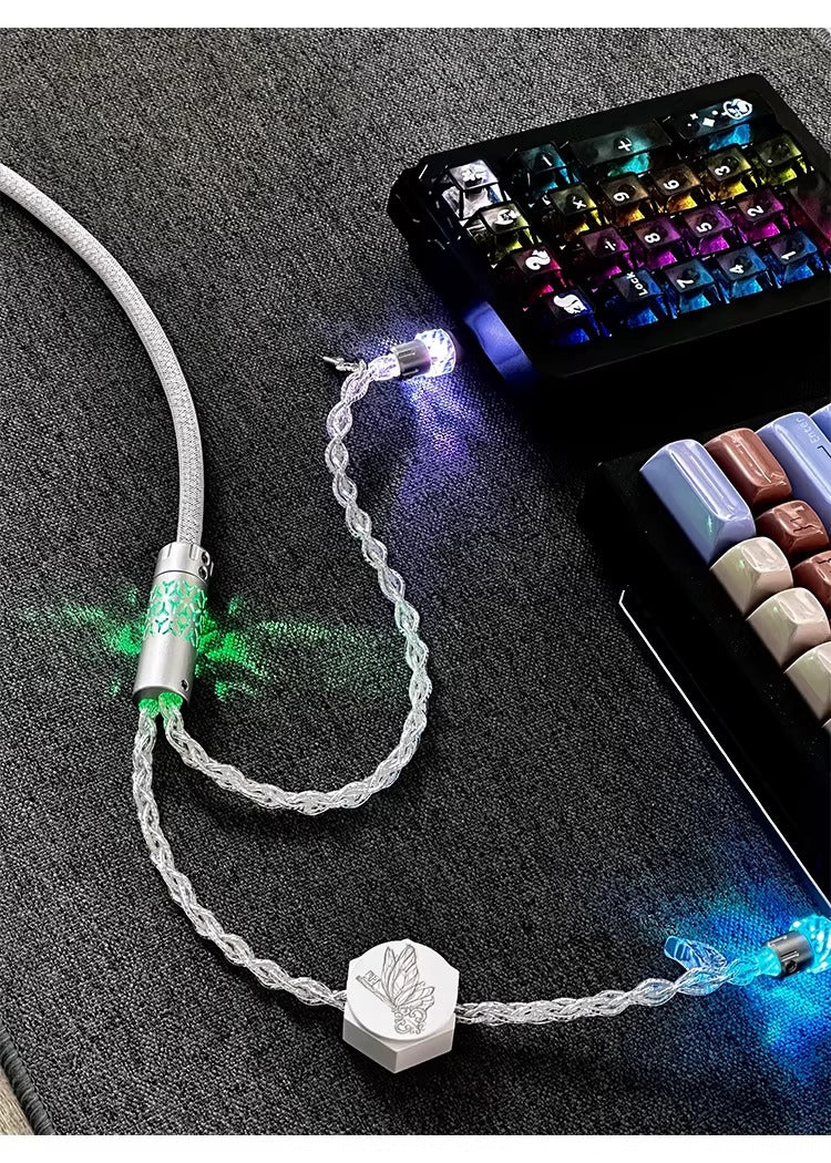 Independent induction magnetic switch light, one to two dual Type-C, 8k gaming cable, keyboard customization, manual data cable