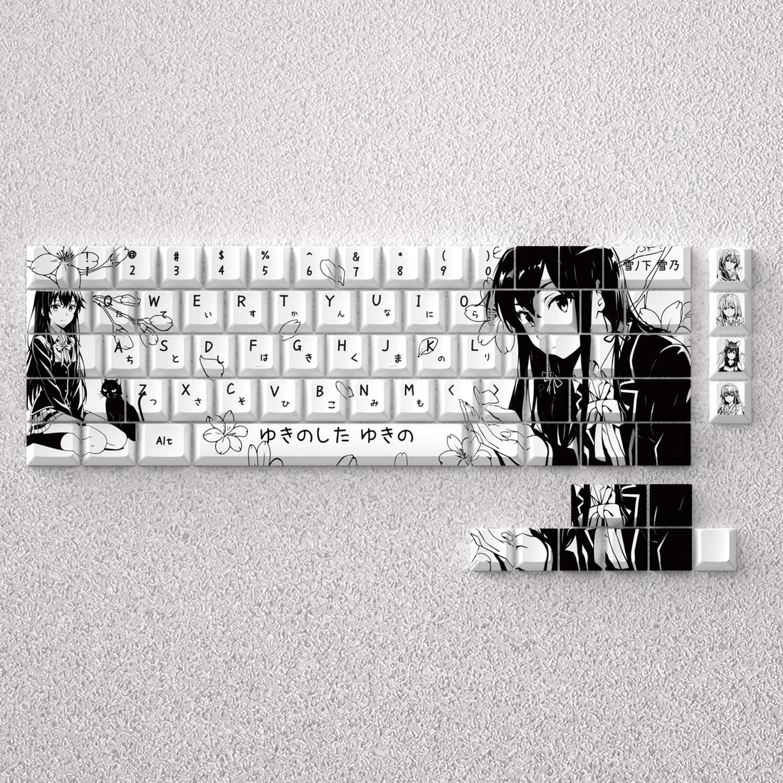 SNAFU series, Yukinoshita Yukino theme, original high PBT material compatible MX switch mechanical keyboard, anime game theme set keycaps, mechanical keyboard replacement keycap set