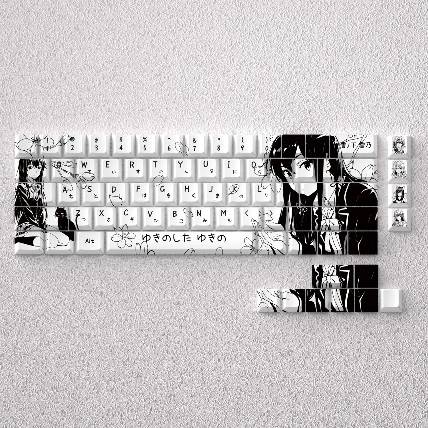 SNAFU series, Yukinoshita Yukino theme, original high PBT material compatible MX switch mechanical keyboard, anime game theme set keycaps, mechanical keyboard replacement keycap set