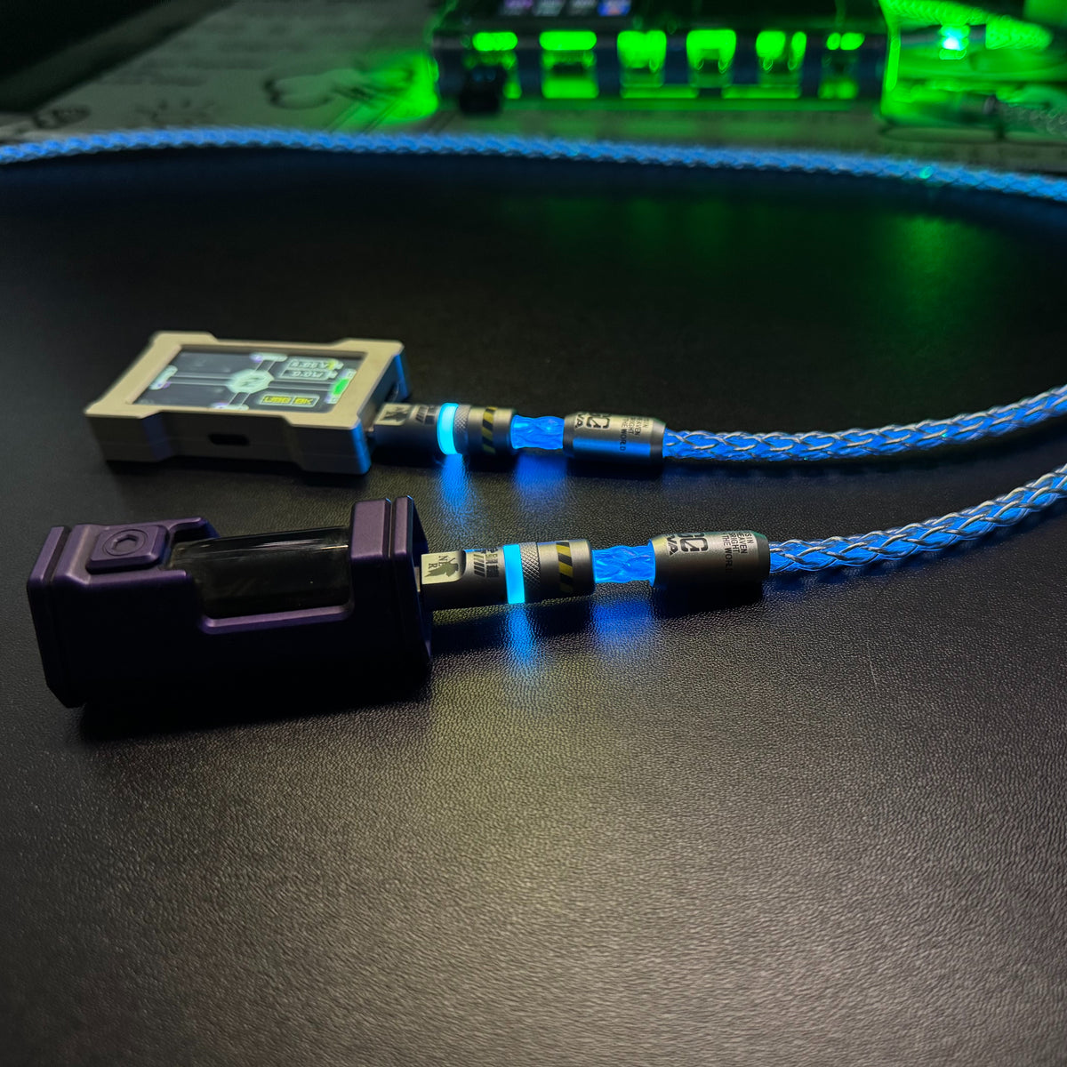 Customized manual data cable for mechanical keyboard with EVA theme design, dual type C aviation plug, dual 8K luminous data cables, magnetic axis mechanical keyboard