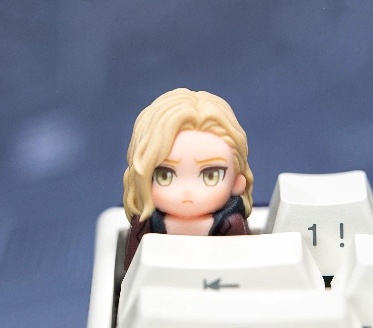 Resident Evil series, doujin character half body design multi-color resin personalized keycaps, anime game culture peripheral products keyboard decoration keycaps