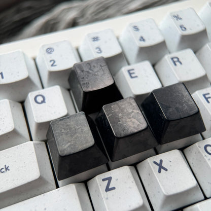 Black titanium alloy ice crystal patterned personalized keycap, titanium alloy simple metal decorative keycap basic version
