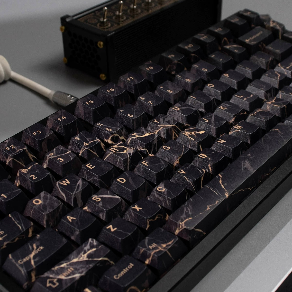 Minimally designed marble patterned keycap set, PBT Material Personalized Keycap Set, Compatible with 61/64/68/75/84/87/104 Key Mechanical Keyboard