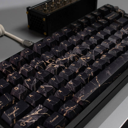 Minimally designed marble patterned keycap set, PBT Material Personalized Keycap Set, Compatible with 61/64/68/75/84/87/104 Key Mechanical Keyboard