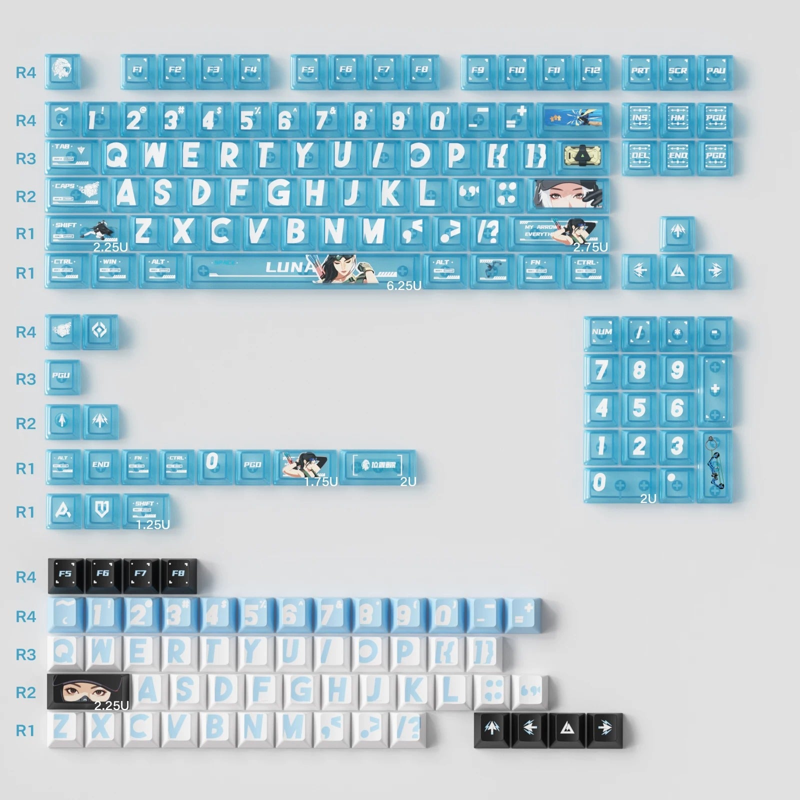 Delta Force themed design kit keycaps, custom set personalized keycap series，PBT+PC material, Original factory height, compatible with 61/64/68/75/84/87/104 mechanical keyboard keycap set