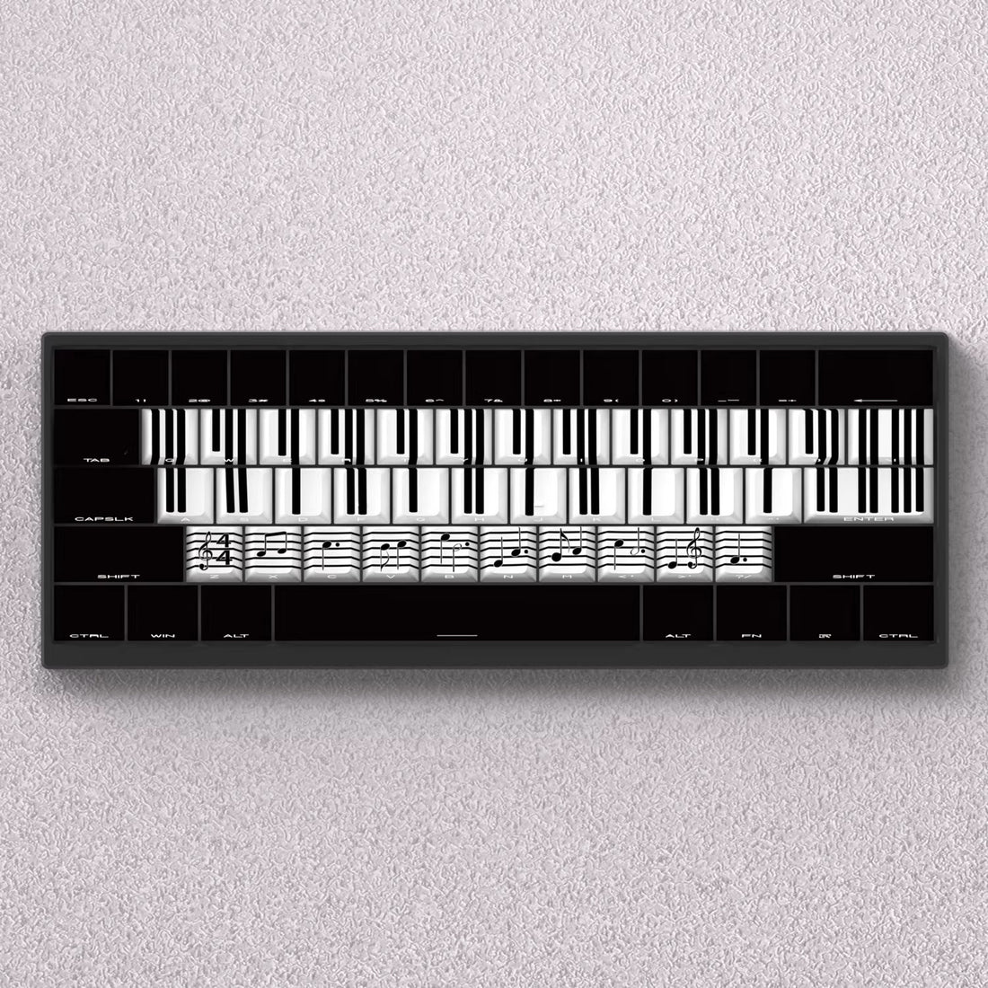 Music staff piano black and white keys, original high PBT material compatible MX switch mechanical keyboard, anime and game theme set keycaps, mechanical keyboard replacement keycap set