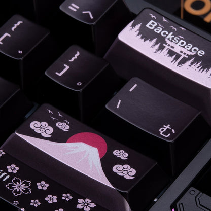 Spring and Jingming Black Theme Theme, Keycap Set PBT Metallic Texture personalized keycap set, , compatible with 61/64/68/75/84/87/104 mechanical keyboard