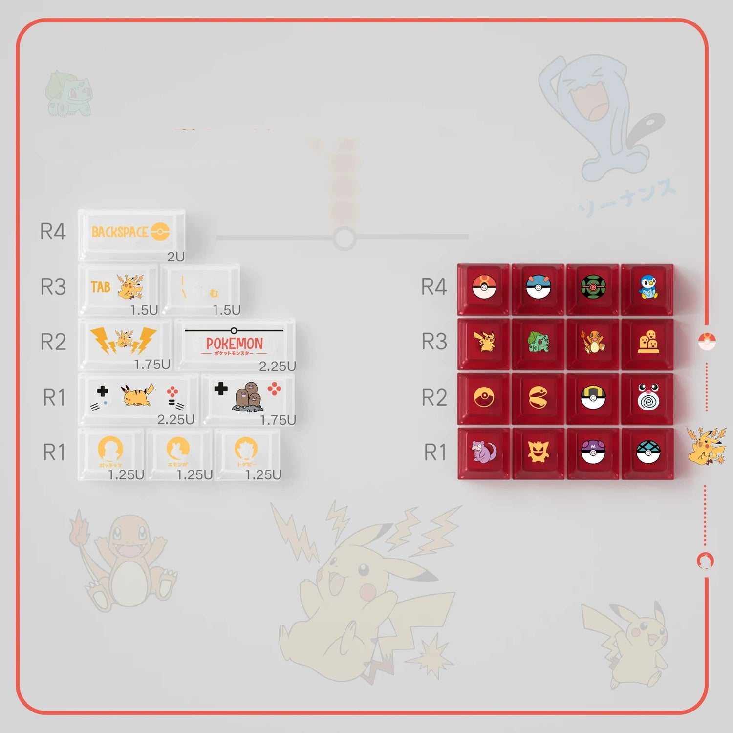 Pikachu themed keycap set, mechanical keycap PBT material material personalized keycap set, Animated cartoon keycaps, compatible with 61/64/68/75/84/87/104 mechanical keyboard replacement keycap