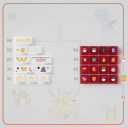 Pikachu themed keycap set, mechanical keycap PBT material material personalized keycap set, Animated cartoon keycaps, compatible with 61/64/68/75/84/87/104 mechanical keyboard replacement keycap