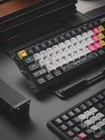 Cyber terminal theme creative design keycap set, original factory height 146 keys, five sided heat sublimation adaptation, mechanical magnetic axis keyboard, customized keycap