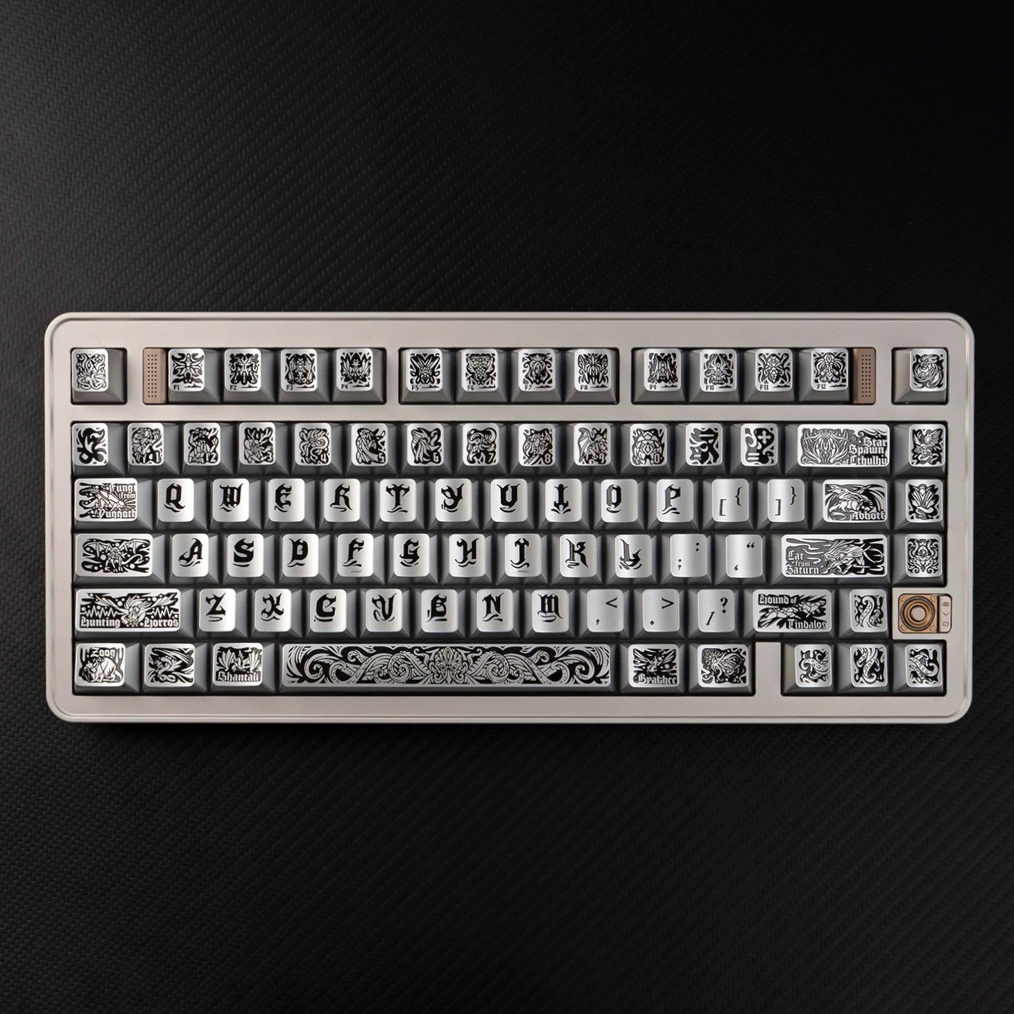 Ancient God, Cthulhu themed design, metallic paint texture, PBT material personalized keycap set, creative decorative keycap set, compatible with 61/64/68/75/84/87/104 mechanical keyboard replacement keycap