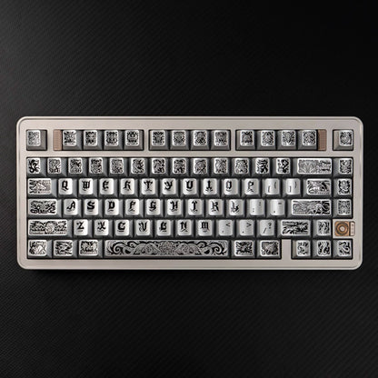 Ancient God, Cthulhu themed design, metallic paint texture, PBT material personalized keycap set, creative decorative keycap set, compatible with 61/64/68/75/84/87/104 mechanical keyboard replacement keycap
