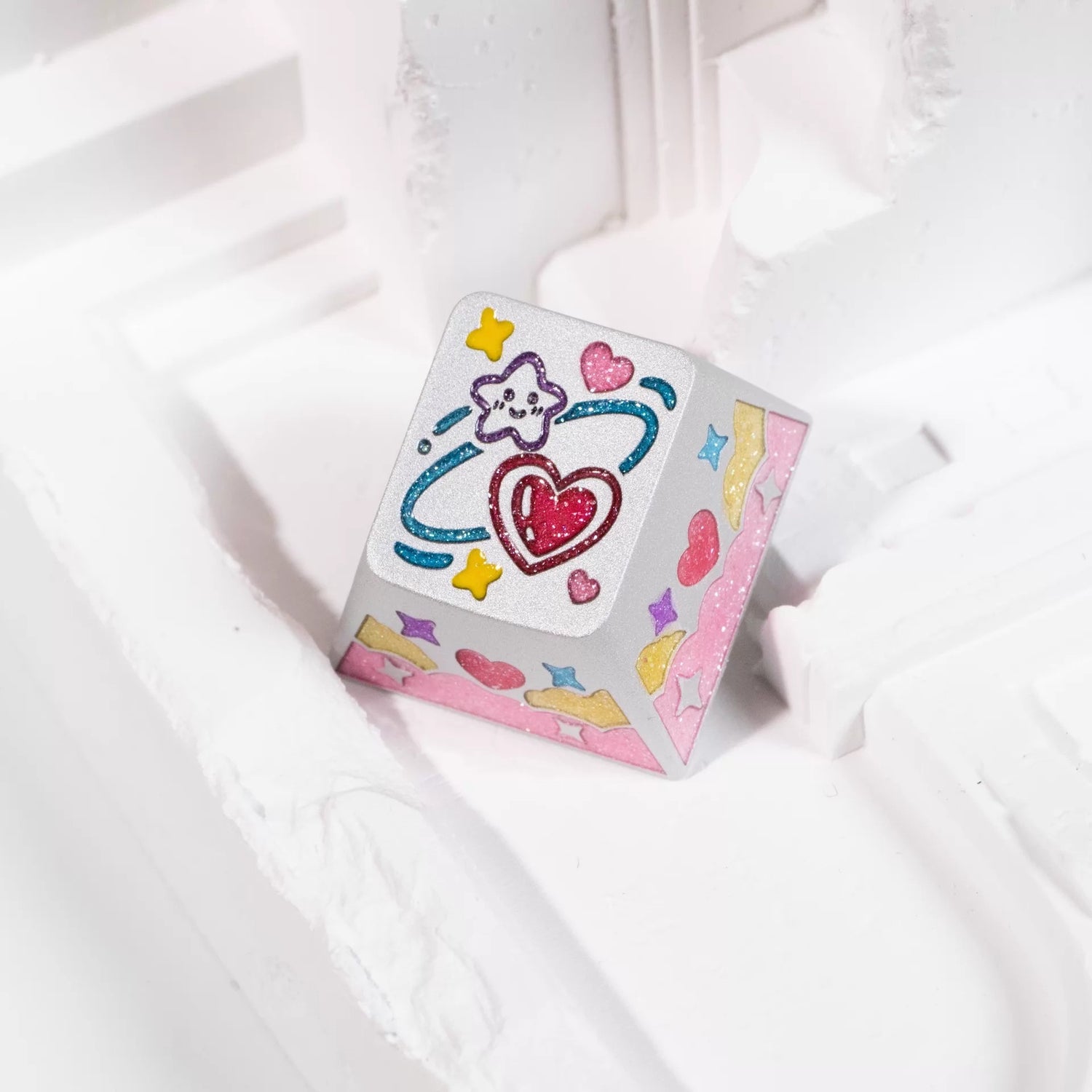 Cute weather theme, keycaps made of aluminum alloy material CNC integrated precision machining personalized keycaps, mechanical keyboard decorative keycaps