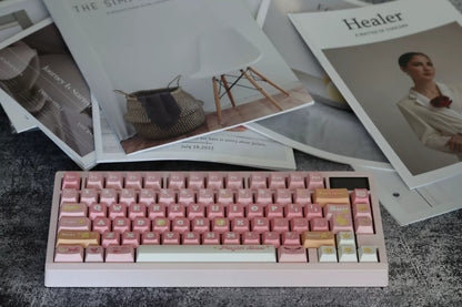 Dragon Ball, pink Majin Buu  PBT material creative keycap set, mechanical keyboard decorative keycaps, Anime game creative peripheral, artistic keycaps, Compatible with 61/64/68/75/84/87/104 key mechanical keyboard keycap set