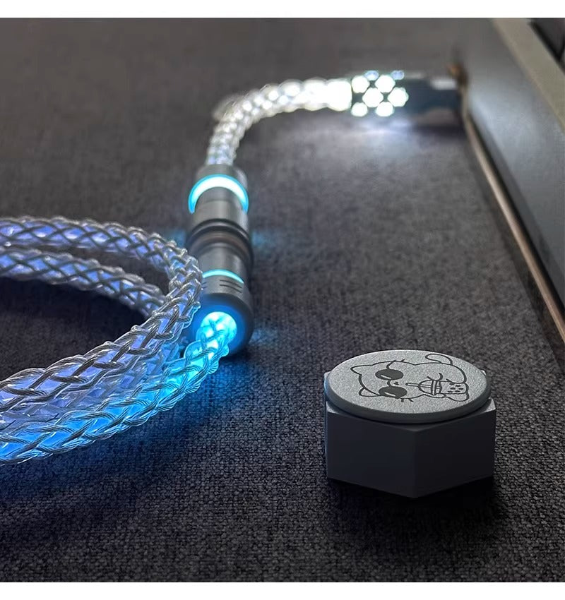Single crystal copper overall luminous gradient white blue light aviation plug customized mechanical keyboard manual data cable