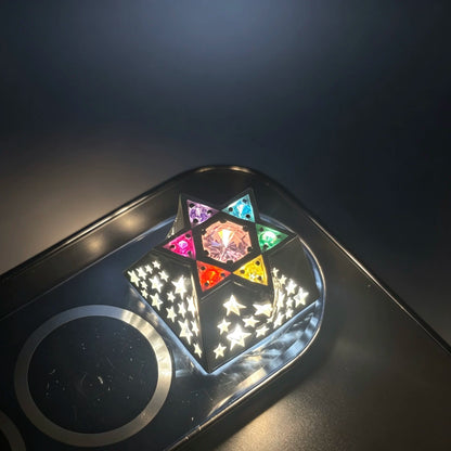 Hexagonal star, multi-color gemstone inlay, 925 sterling silver personalized keycap, hollowed out design mechanical keyboard metal decorative keycap