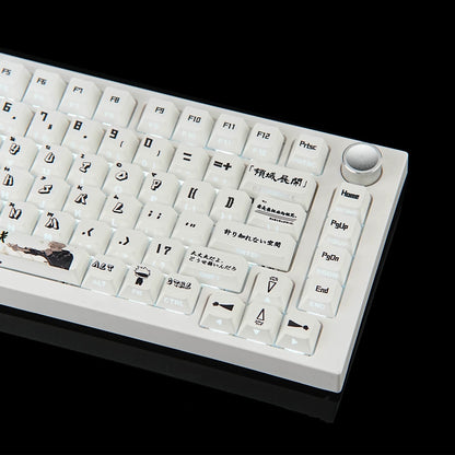 Jujutsu Kaisen themed keycaps, Itadori Yuji/Gojo Satoru PBT material personalized key cap set, animation game culture creative decoration key cap set, compatible with 61/64/68/75/84/87/104 key mechanical keyboard