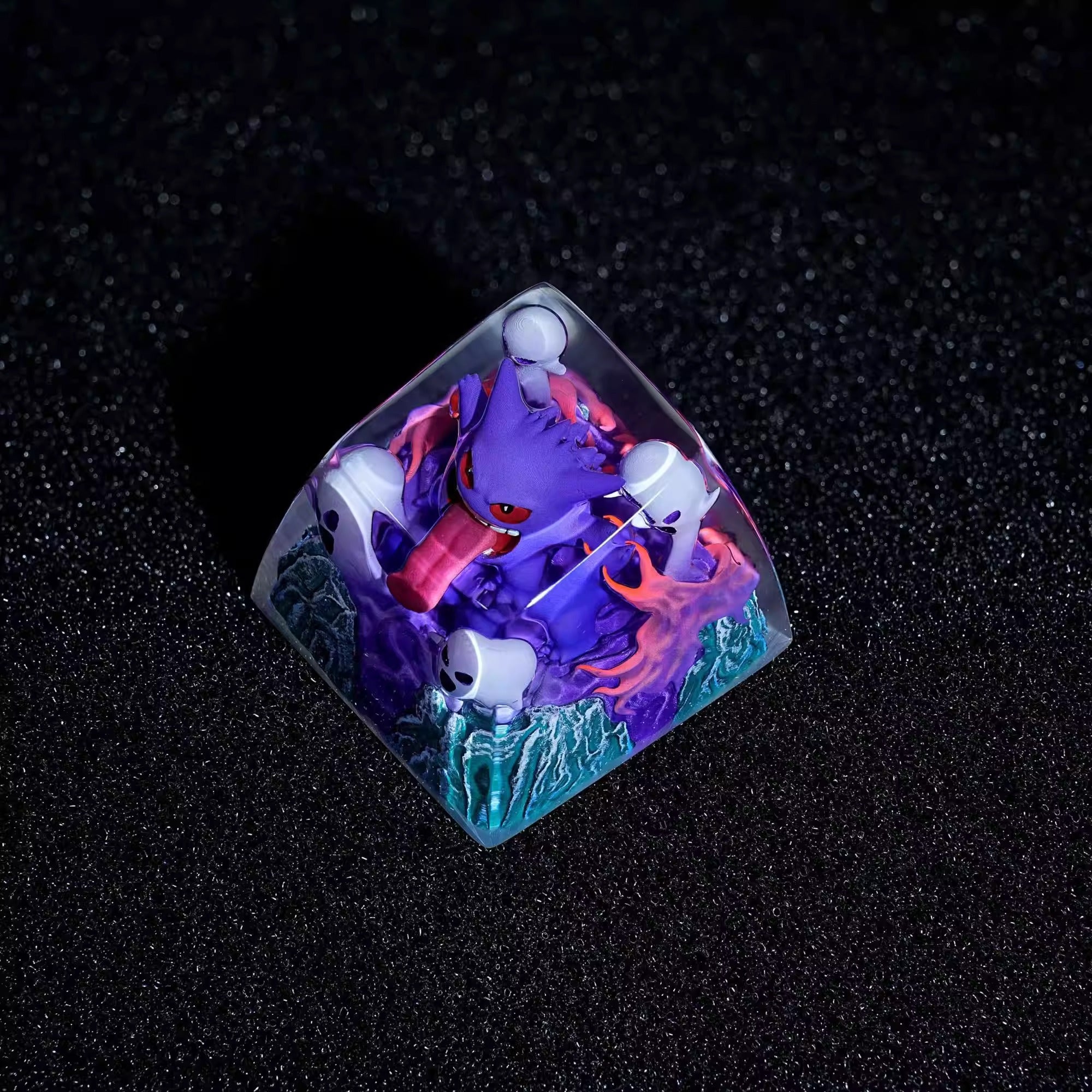 Gengar crystal resin personalized keycaps, anime and game culture creative decorative keycaps, mechanical keyboard creative art keycaps