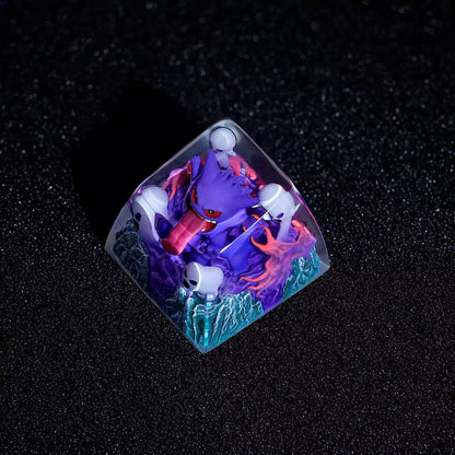 Gengar crystal resin personalized keycaps, anime and game culture creative decorative keycaps, mechanical keyboard creative art keycaps