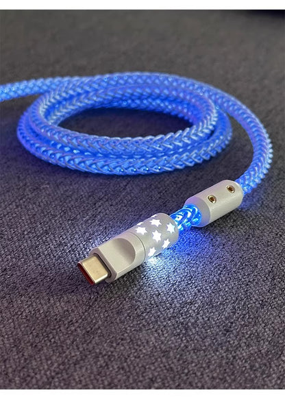 Basic overall luminous single-crystal copper mechanical keyboard customized manual data cable, luminous data cable