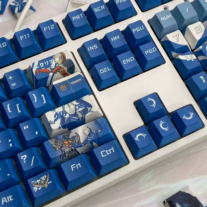 Ultraman series, Ultraman Cosmos themed personalized keycap set, PBT material original factory highly personalized keycap set, anime and game themed keycaps, suitable for 61/64/68/75/84/87/104 key mechanical keyboards.