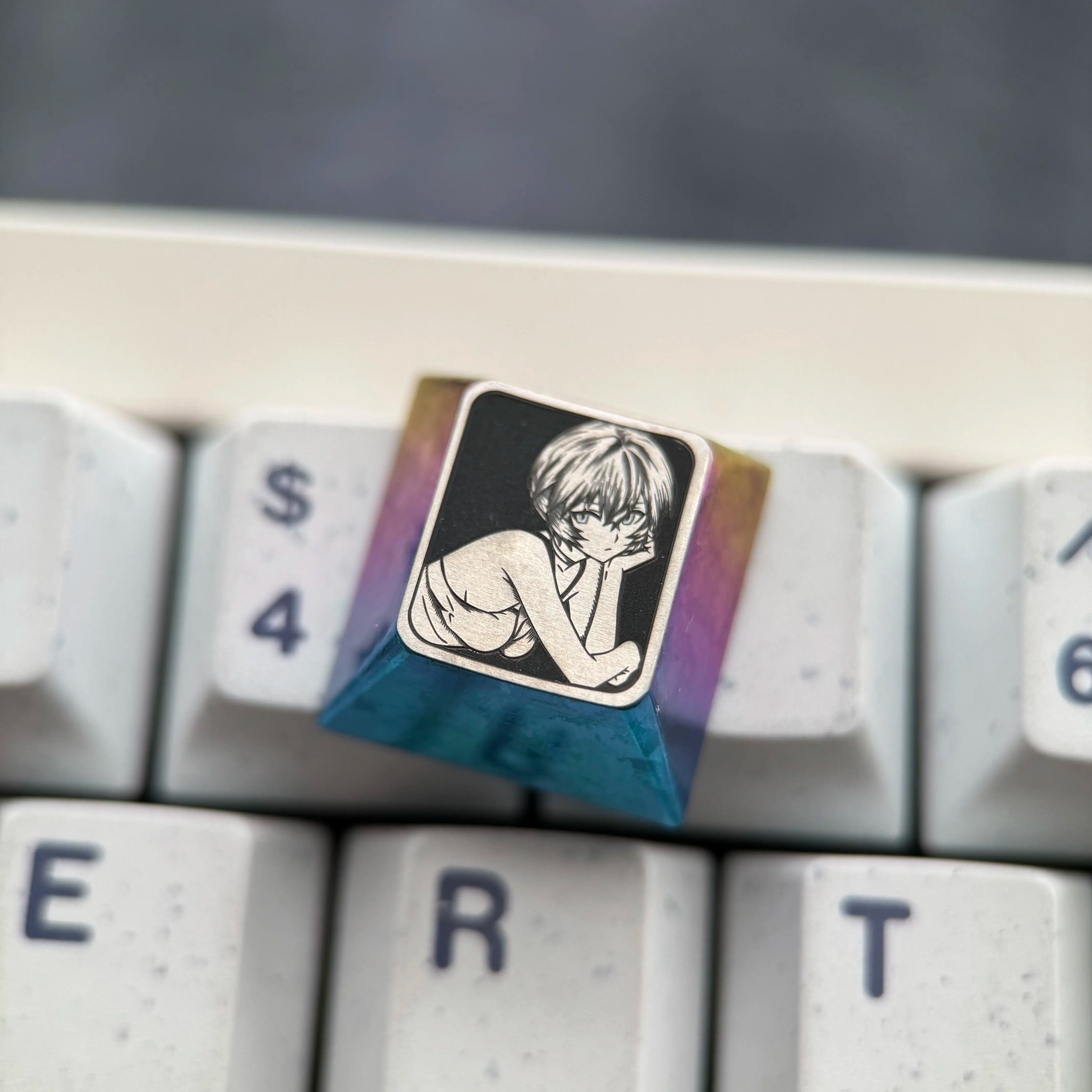 EVA，Ayanami Rei，WASD/directional key titanium alloy set personalized keycaps, anime and game decorative art keycap combination customized metal set