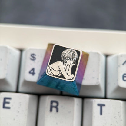 EVA，Ayanami Rei，WASD/directional key titanium alloy set personalized keycaps, anime and game decorative art keycap combination customized metal set