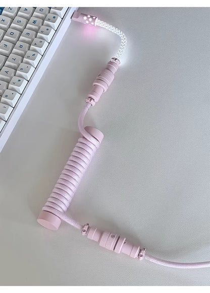 Three segment illuminated aviation plug cable customized keyboard cable 8k customized keyboard data cable