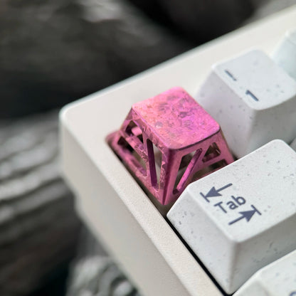 Lightweight hollow design titanium alloy personalized keycap, minimalist style keycap, titanium alloy ice crystal pattern mechanical keyboard replacement keycap R4 height