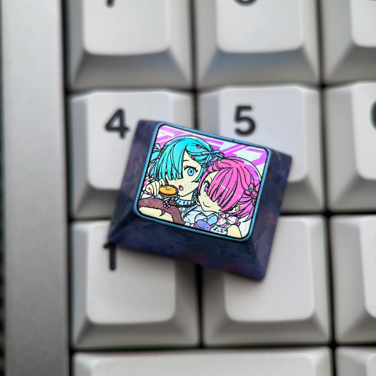 Re:Life in a different world from zero， Rem， Big key collection set Titanium alloy personalized keycaps, anime and game cultural creative keycaps, mechanical keyboard decorative keycaps