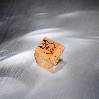 Pok é mon series, Pikachu themed design, keycaps made of aluminum alloy material CNC integrated precision machining personalized keycaps, mechanical keyboard decorative keycaps