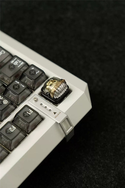 Skeleton Space Man Machine Gun Soldier Personalized Keycaps, Original Design Resin Material Mechanical Keyboard Decorative Keycaps, Cartoon Art Keycaps