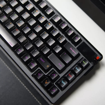 Metal keycap set, black set, colored characters, zinc alloy corrosion-resistant coating, personalized keycap, simple replacement keycap set, metal wear-resistant and non corrosive