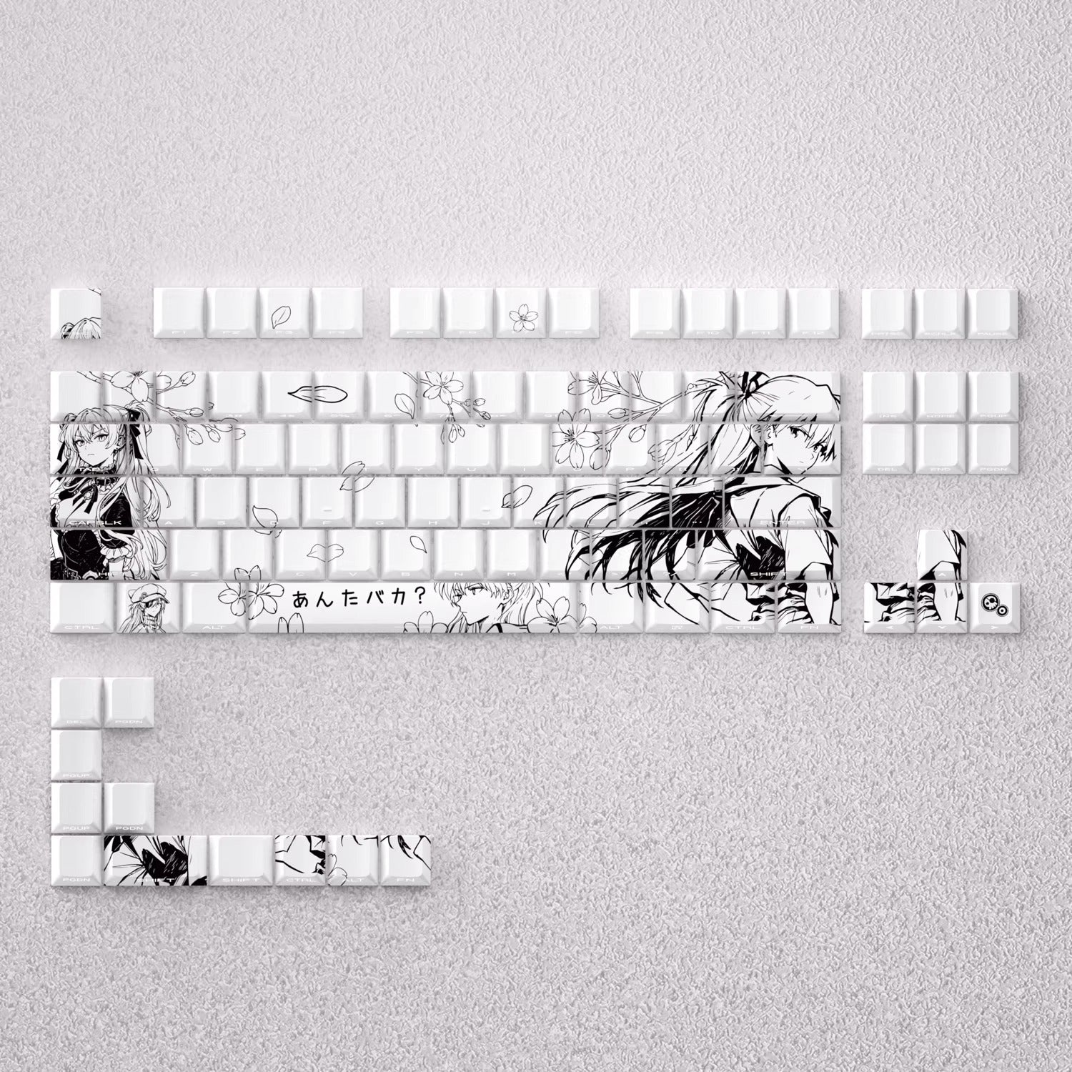 EVA series, Asuka theme, original high PBT material compatible with MX switch mechanical keyboard, anime game theme set keycaps, mechanical keyboard replacement keycap set
