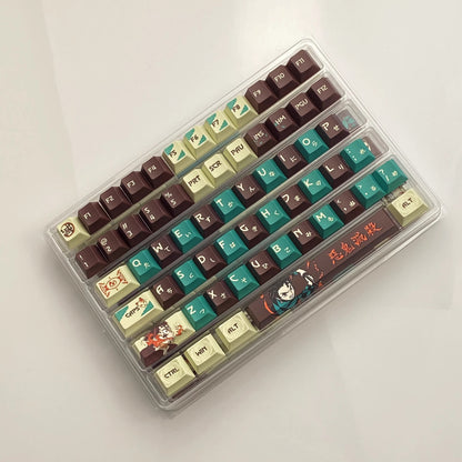 Demon Slayer: Kimetsu no Yaiba series, Kamado Tanjiro theme, PBT material anime keycap set, mechanical keyboard personalized keycap set suitable for 61/64/68/75/84/87/104 mechanical keyboards