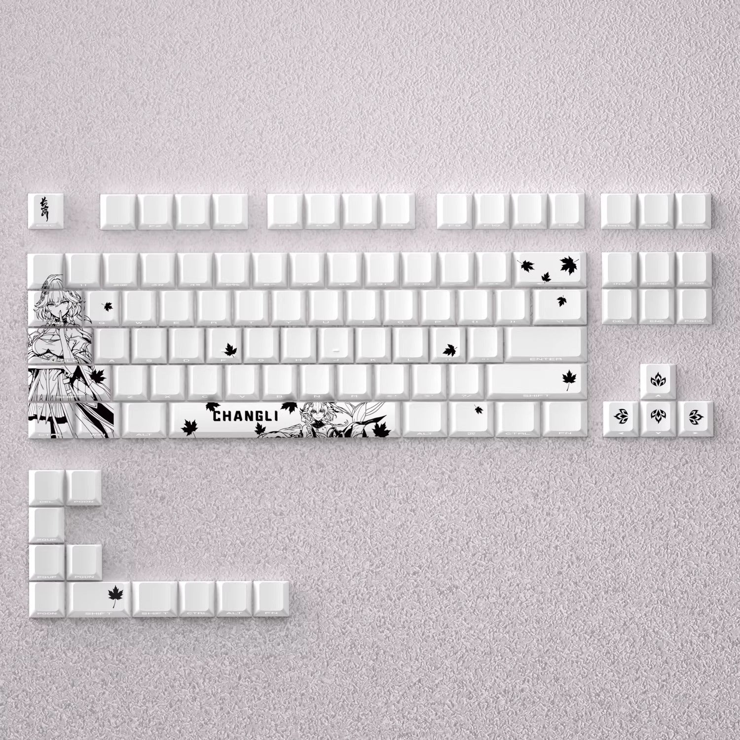 Wuthering Waves series, Changli theme, original high PBT material compatible MX switch mechanical keyboard, anime game theme set keycaps, mechanical keyboard replacement keycap set