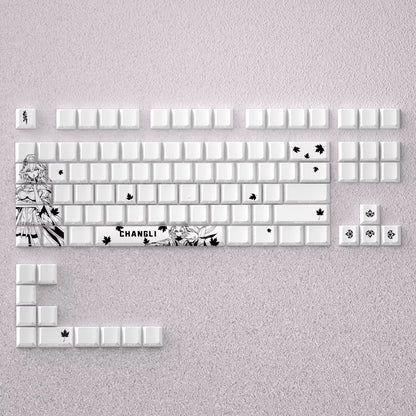 Wuthering Waves series, Changli theme, original high PBT material compatible MX switch mechanical keyboard, anime game theme set keycaps, mechanical keyboard replacement keycap set