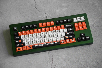 Halloween party theme, PBT material, sublimation, cartoon and funny Personalized keycap set, original factory height mechanical keyboard decorative keycap set，anime keycap set suitable for 61/64/68/75/84/87/104 Key Mechanical Keyboard