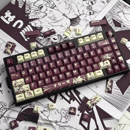 Dragon Ball series, Son Goku/Vegeta IV/Frieza, PBT material personalized keycap set, anime and game cultural and creative decorative keycap set, compatible with 61/64/68/75/84/87/104 mechanical keyboards