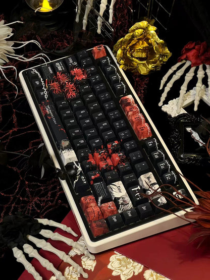 Tokyo Ghoul， PBT material personalized keycap set, anime and games cultural creative decoration keycap set, compatible with 61/64/68/75/84/87/104 mechanical keyboard