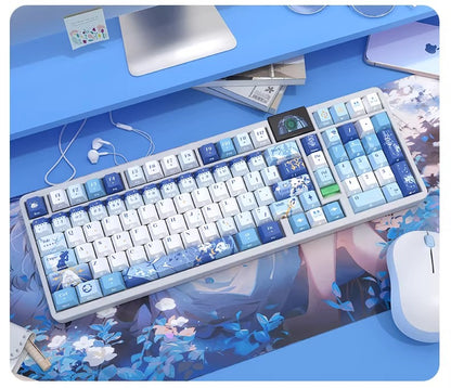 Genshin Impact series, Egeria， Water God Theme PBT material personalized keycap set, anime cultural creative decoration keycap set, compatible with 61/64/68/75/84/87/104 mechanical keyboard