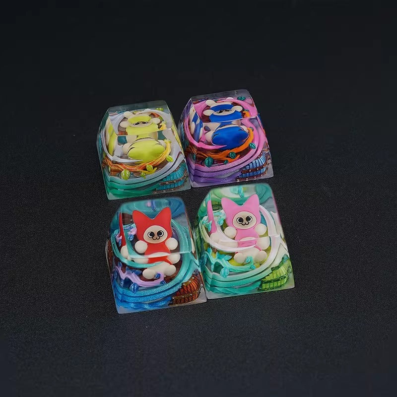 Monster Hunter，Ailouros， Crystal resin personalized keycaps, decorative keycaps for anime, games, pets, and creative products