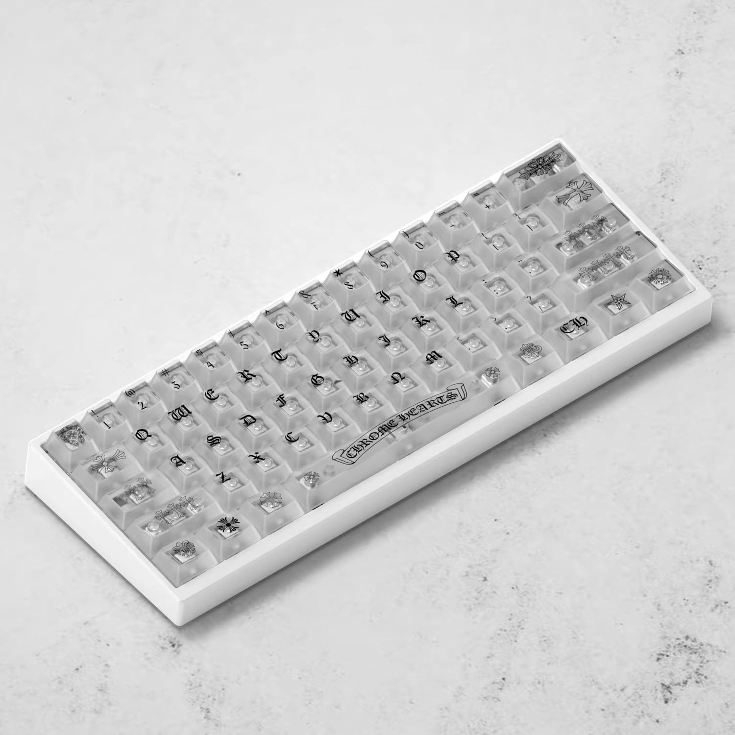 Chrome Hearts Crystal Jelly Keycaps, PC High Transparency Keycaps Transparent Theme Mechanical Keyboard Specific Keycaps, Fashion Trend Personalized Keycap Set