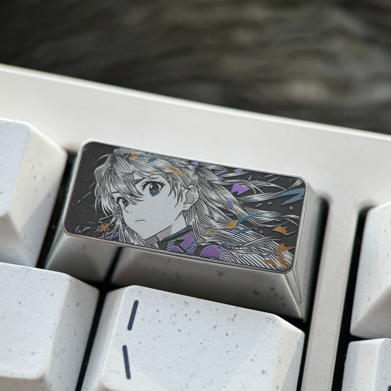 EVA series, 2.25U/2U titanium alloy finely carved personalized keycaps, anime culture creative peripheral mechanical keyboard metal decorative keycaps
