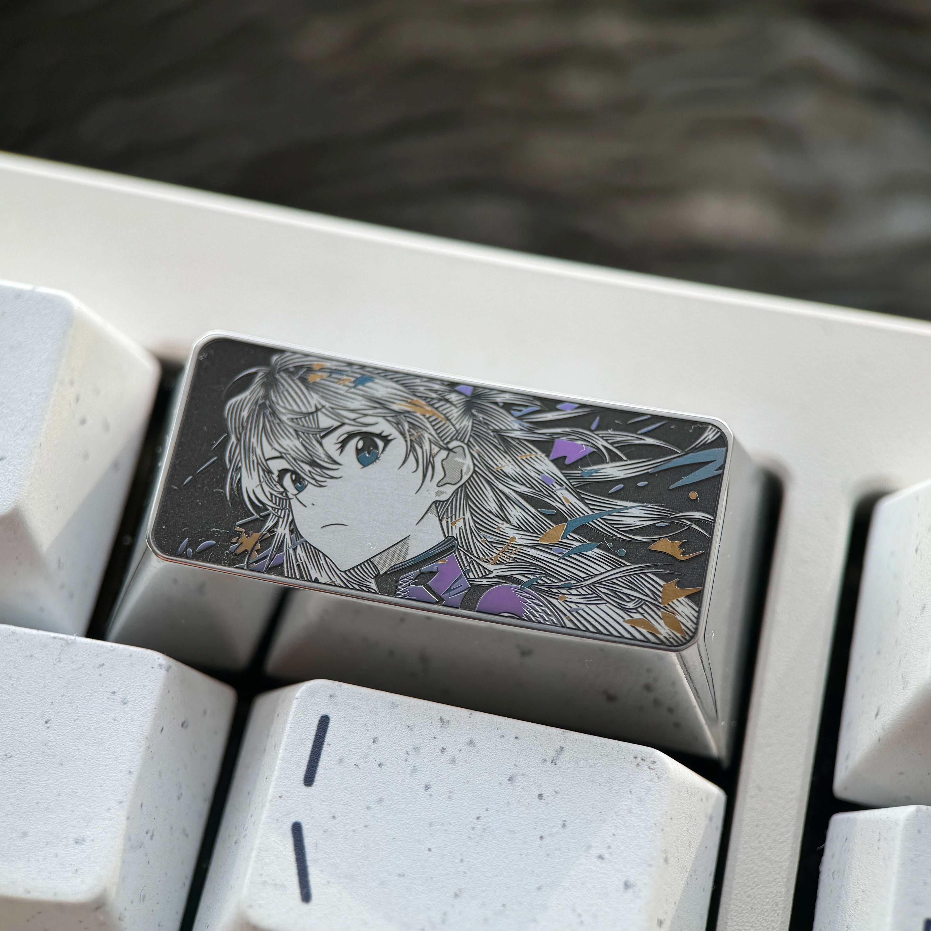 EVA series, 2.25U/2U titanium alloy finely carved personalized keycaps, anime culture creative peripheral mechanical keyboard metal decorative keycaps