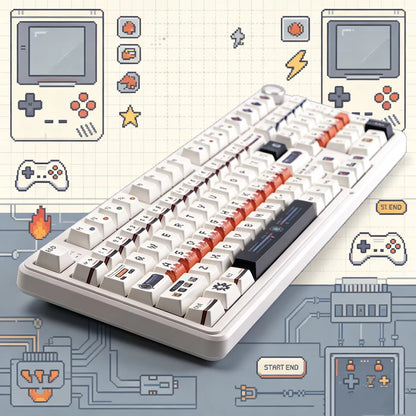 Pixel world keycaps, PBT material personalized keycap set, creative decorative keycap set, compatible with 61/64/68/75/84/87/104 mechanical keyboard replacement keycap